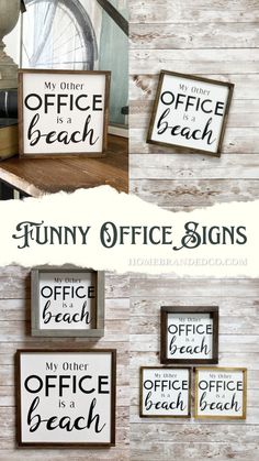 Black and white wood sign for home décor.  Gifts for beach lovers, surfers and ocean sea lover Beach Wood Signs, Beach Office, Beach Wood, Office Signs, Office Humor, Bathroom Fixtures, Wood Sign