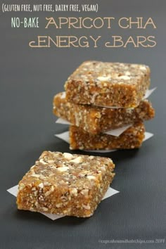 no bake apricot chia energy bars stacked on top of each other