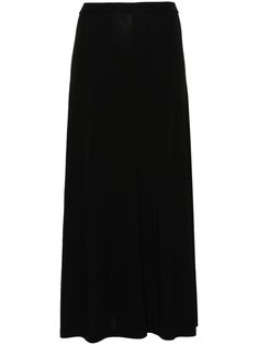 black seam detailing high-waisted elasticated waistband A-line concealed rear fastening Black Midi Straight Skirt, Luxury Black Cotton Skirt, Black Mid-rise Cotton Skirt, Luxury Black Midi Skirt, Black Full-length Relaxed Skirt, Midi Skirt Black, Skirts Midi High Waisted, Versace Outfit, Yoko London