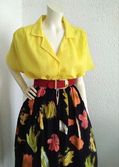 70s retro mod blouse vivid yellow blouse minimalist basic blouse notched collar top lemon yellow blouse semi-sheer summer blouse 48/50 size, 65% polyester and 35% cotton. measurements laying flat : shoulders and both sleeves together :95 cm(37.5 inches) bust:69cm (27 inches) total lenght :67 cm (26,5 inches) Retro V-neck Summer Blouse, Retro V-neck Summer Shirt, Chic Summer Blouse With Collared Neckline, Trendy Summer Blouse With Collared Neckline, Fitted Collar Blouse For Summer, Yellow V-neck Blouse For Spring, Yellow Collared Summer Tops, Summer Collared Blouse For Work, Chic Summer Shirt With Collared Neckline