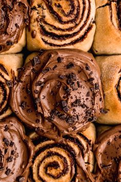 chocolate swirled cinnamon rolls on top of each other