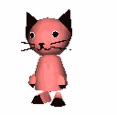 a pixel art cat is shown in pink and black