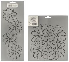 two stencils with flowers on them, one is black and the other is gray