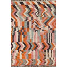 a multicolored rug with an abstract design