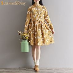 Best Japanese Autumn Dresses 2024: You Must Try Japanese Autumn, Warm Dress, Autumn Dresses, Flowy Midi Dress, Warm Dresses, Autumn Dress, Flowers Print, Dresses 2024, Floral Fashion