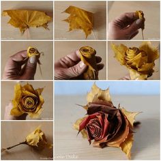 how to make a rose out of leaves