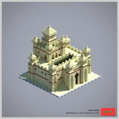 an image of a castle made out of legos on a gray background with the text,