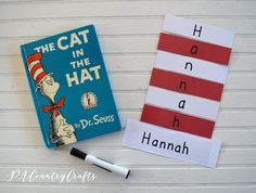 the cat in the hat and dr seuss's book are on display next to each other