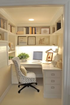 Small Office Ideas In Bedroom Spare Room Storage Small Den And Office Combo, Bedroom Storage And Desk, Small Office Dimensions, Flex Space Office Ideas, Home Office Closed Storage, Really Small Office Ideas, Offices In Bedrooms, Office Idea For Small Space, Tiny Closet Office Ideas