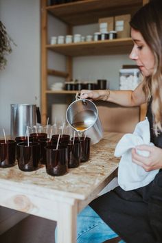 Pouring natural, soy candles with seasonal essential oils at The Smallest Light, a welsh candle business. Small Candle Business, Fragrance Store, Homemade Scented Candles, Candle Quotes