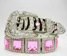 Bb Belt, Rhinestone Belts, Cowgirl Bling, Y2k Accessories, I Believe In Pink, Buckle Bracelet, Pink Zebra