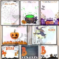 halloween greeting cards with pumpkins and bats