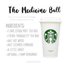 a starbucks cup with instructions for the medicine ball