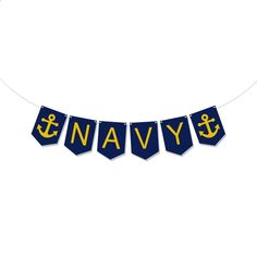 navy banner with an anchor and the word navy on it