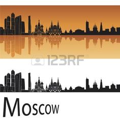 moscow skyline in orange and black