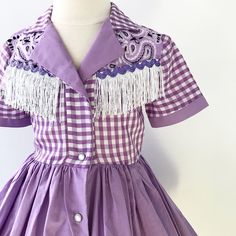 This is an adorable Lilac western shirt dress, with rick rack and fringe detail. I could also make it out of a different fabric or colors if you are looking for a custom cowgirl costume. This dress is shown with an underskirt that can be purchased in my shop for an additional $10. https://www.etsy.com/listing/116097306/tulle-underskirt-made-to-order?ref=shop_home_active Thank you for checking out my listing! Angel Costume Dress, Moon Projects, Marilyn Dress, Tulle Underskirt, Cowgirl Dresses, Angel Costume, Cowgirl Costume, Western Dress, Corpus Christi Tx