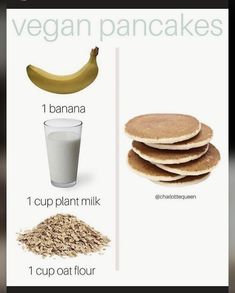 the ingredients to make vegan pancakes are shown