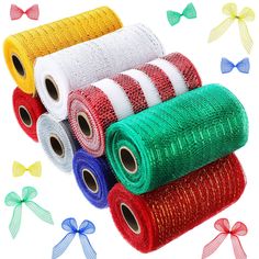 PRICES MAY VARY. What You Will Get: this package comes with 8 rolls decorative mesh ribbons in 8 colors, 1 roll for each color, the quantity is sufficient for your various decorative crafts Long Enough for You to Use: each roll of the Valentine's Day mesh ribbon measures approx. 15 cm/ 6 inch and 9 meter/ 30 ft in width and length, long enough for most kinds of decoration needs Long Service Time: made of quality material, the Valentine's Day wreath supplies are soft, lightweight, waterproof and Christmas Mesh Ribbon Wreath, Ribbon Wreath Christmas, Diy Wrapping, Mesh Ribbon Wreaths, Decorative Crafts, Christmas Mesh Wreaths, Diy Wrap, Craft Packaging, Hari Valentine