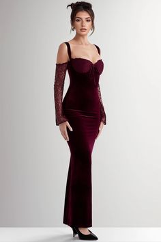 Olivia Mark - Lace Embroidered Floral Trim Spaghetti Strap Off-Shoulder Mermaid Gown Skin Tight Red Velvet Dress, Casino Dresses Prom, Red Dress Outfit Classy, Velvet Red Dress, Red Dresses Long, Velvet Formal Dress, Champagne Bars, Strong Font, Velvet Prom Dress