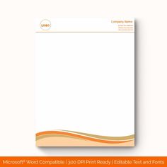 the microsoft word compatible print ready editable text and font is displayed on an orange background