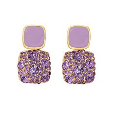 Stud Earrings Color: Purple Alloy Ships Same Day Or Next! Par Violet Earrings, Purple Diamond Earrings Studs, Double Stud Earrings, Purple Drop Earrings, Violet Earrings, Purple Dangle Earrings, Purple Diamond, Purple Earrings, Square Earrings Studs