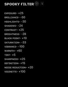 the spooky filter menu is shown in this screenshote screengrafion