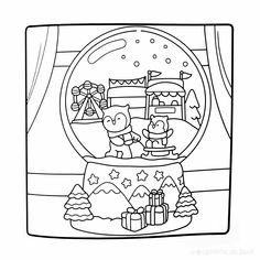 the simpsons christmas coloring page is shown in black and white, with an image of two bears