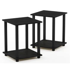 two black side tables sitting next to each other