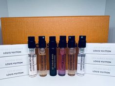 Louis Vuitton Perfume Collection For Women Sample Vials Spray 2ml/0.06oz 6Pc Set New in its own White packaging. Orange LV box not included • Brand New, Unused, • Set Included: - CITY OF STARS Eau de Paefum 2ml/0.06oz A celebration of LA's magical lure, from dusk to dawn. Master Perfumer Jacques Cavallier Belletrud offers a festive ode to Los Angeles by night, its excitement and extravagance, from star-studded boulevards to the constellations shimmering above the skyline. As darkness falls, the city's lights surge in a sensual olfactory tableau. A citrus quintet dazzles like a thousand flashbulbs: lemon, blood orange, red mandarin, bergamot and lime swirl and dance, gradually succumbing to the Tiaré flower's voluptuous embrace. Warmed by noble sandalwood, a dry down of powdery musk alludes Louis Vuitton Perfume Women, Perfume Collection For Women, Louis Vuitton Perfume, Perfumes Collection, Cologne Collection, White Packaging, Perfume Women, Louis Vuitton Women, Fragrance Samples