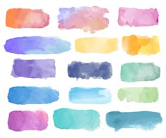 watercolor paint strokes in different colors