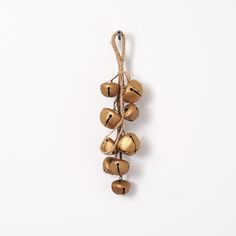 a bunch of bells hanging from a string