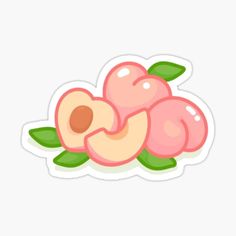 peaches with leaves sticker