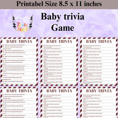 printable baby trivia game for babies to play in the bathroom or on the bed