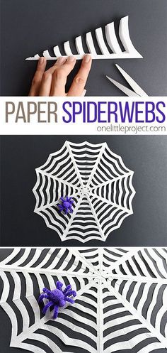 paper spider webs with purple flowers on them