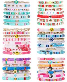 Y2k Bracelets, Bracelets Aesthetic, Heishi Bracelets, Bracelet Star, Cute Friendship Bracelets