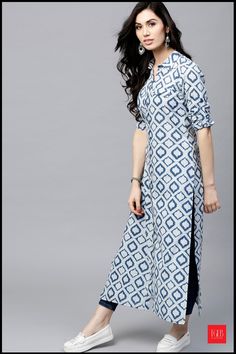 kurti kurta long myntra women denim kurtis designs ladies printed indian straight cotton tops dress dresses neck kurtas buy simple Shrug Dress, Kurti Long, Fashion Job, Long Shrug, Shrug For Dresses