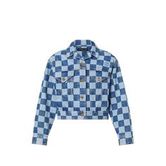 LOUIS VUITTON® - Damier Denim Jacket - Blue Louis Vuitton Clothes, Clothing Branding Design, Louis Vuitton Jacket, Designer Closet, Lv Damier, Designer Jeans For Women, Lv Fashion, High Fashion Women, Casual Dress Shoes