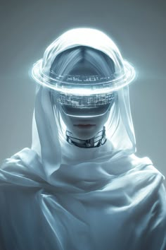 a person with a futuristic helmet on their head