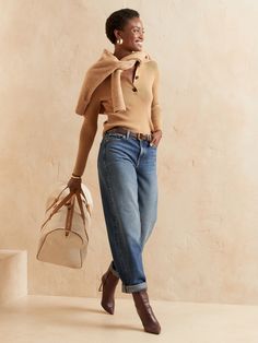 The Barrel Jean | Banana Republic Banana Republic Outfits, Sweater Designs, A Place In The Sun, Jeans Outfit Fall, Banana Republic Jeans, Denim Trends, Fashion Over 40, Sweater Design, Casual Fall Outfits