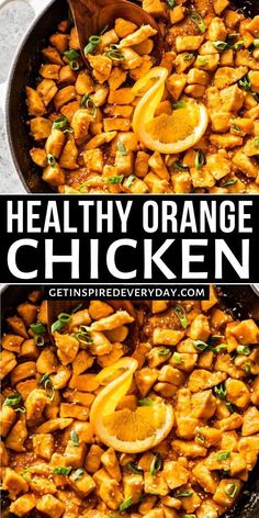 healthy orange chicken recipe in a skillet