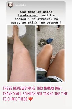 Self tanning before and after with customer review. #selftan #beautyproducts #diybeauty #tan #sunlesstanning Self Tan Before And After, B Tan Before And After, Tanning Bed Before And After, Tanologist Before And After, Gradual Tan