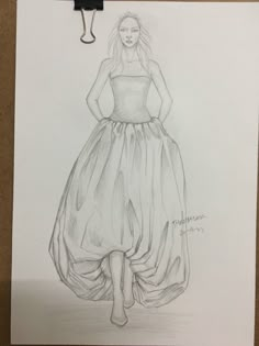 a drawing of a woman in a dress