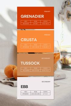 an orange and white poster with the words grusta, tussock, ebb