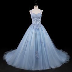 Blue Cinderella Style Ball Gown Wedding Dress SEATTLE Blue Wedding Gowns With Sleeves, Blue Ball Gown Wedding Dress, Sky Blue Wedding Dress, Baby Blue Wedding Dress, Wedding Dress Light Blue, Pale Blue Wedding Dress, Baby Blue Wedding Dresses, Magical Wedding Dress, Powder Blue Gown