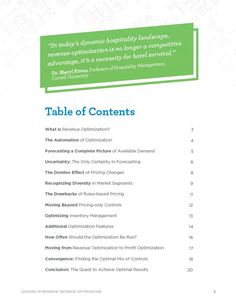 the table of contents is shown in this brochure