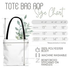 the tote bag app size chart