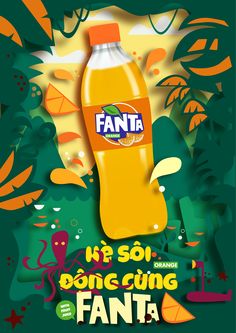 an advertisement for fanta's orange juice