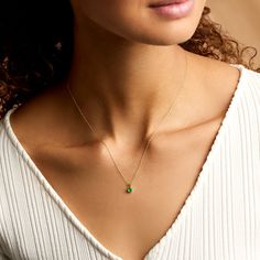 Ross-Simons - .22 Carat Emerald Pendant Necklace in 14kt Yellow Gold. 18". RS Pure. Modern designs that complete your outfit and complement your personality. Create unique tiers with this dainty necklace. Crafted in polished 14kt yellow gold, the .22 carat emerald pendant suspends from a simple rope chain. Springring clasp, emerald pendant necklace. Emerald birthstones are the perfect gift for May birthdays. May Birthdays, Emerald Pendant Necklace, Emerald Necklace Pendant, Necklace Emerald, Emerald Birthstone, May Birthday, Emerald Pendant, Dainty Necklace, Rope Chain