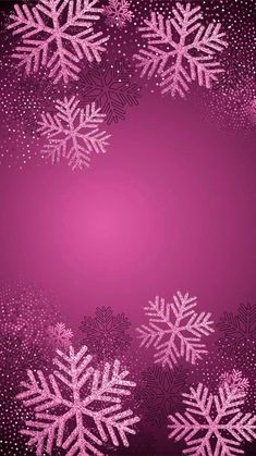 purple snowflakes on a black background with space for text