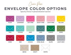 envelope color options in different colors